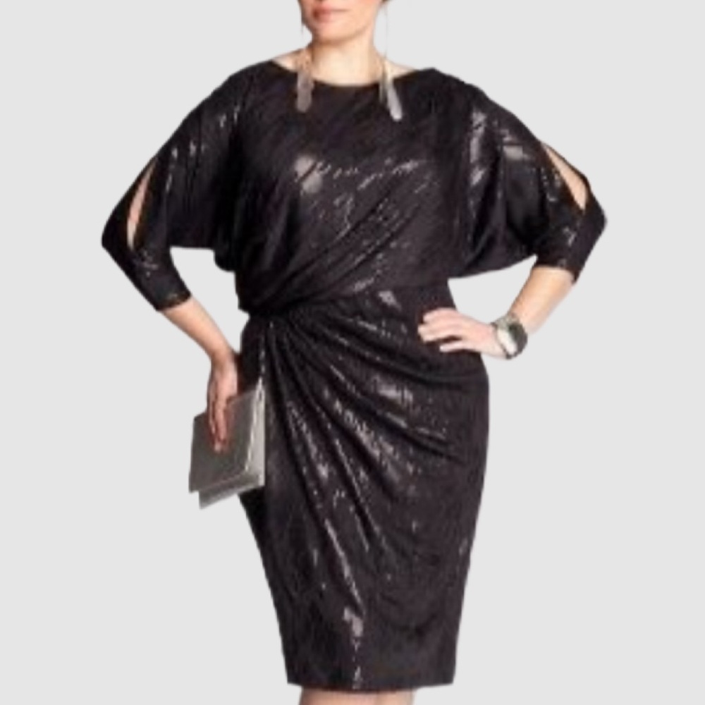 Igigi Designer Special Occasion Dress Size 14/16 Black Shimmer Mid-Length NWT